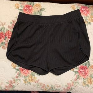 Black knit midi shorts